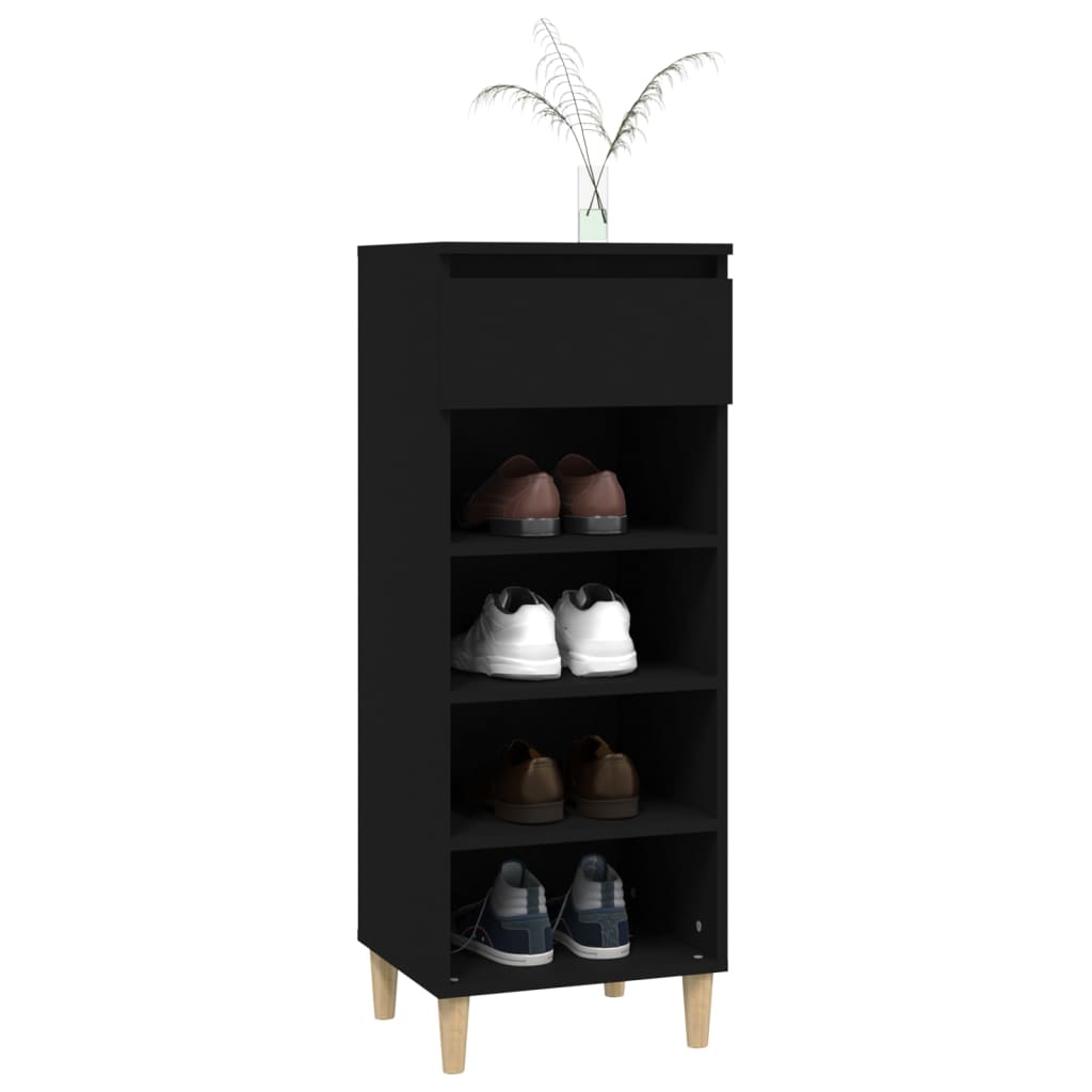 Schoenenkast 40x36x105 cm bewerkt hout zwart - AllerleiShop