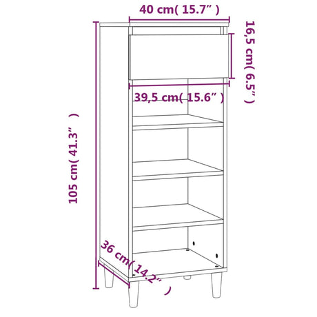 Schoenenkast 40x36x105 cm bewerkt hout zwart - AllerleiShop