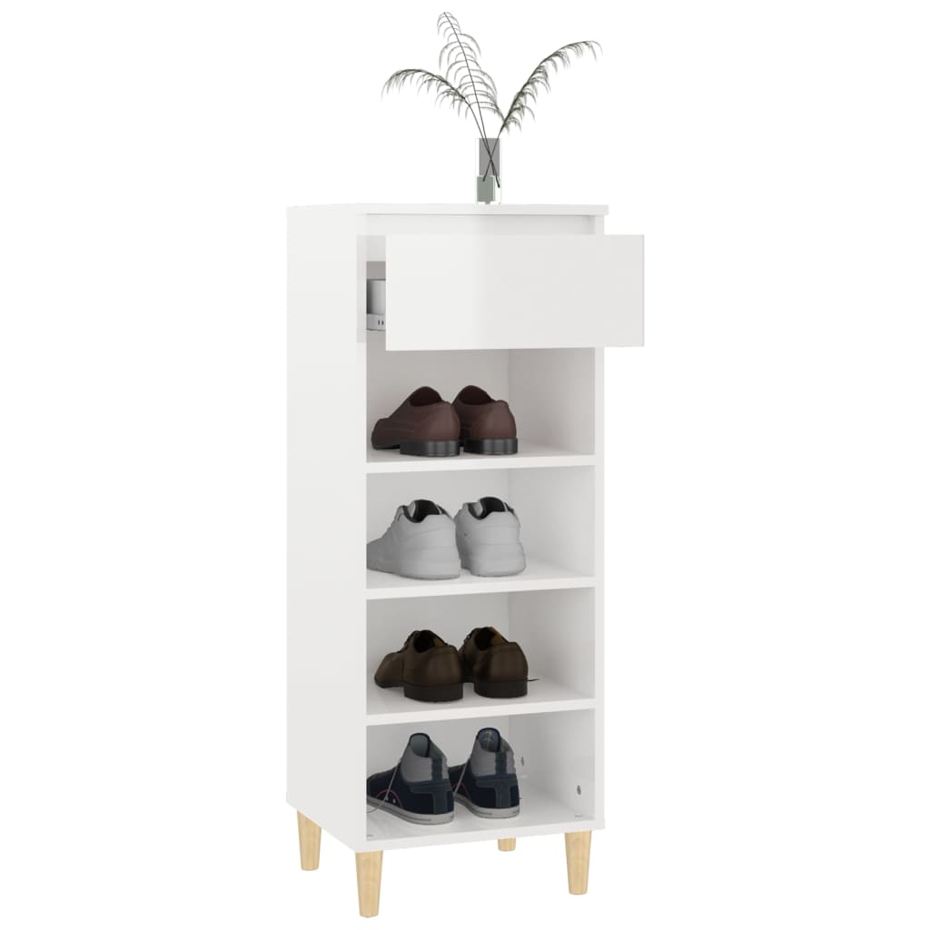 Schoenenkast 40x36x105 cm bewerkt hout hoogglans wit - AllerleiShop