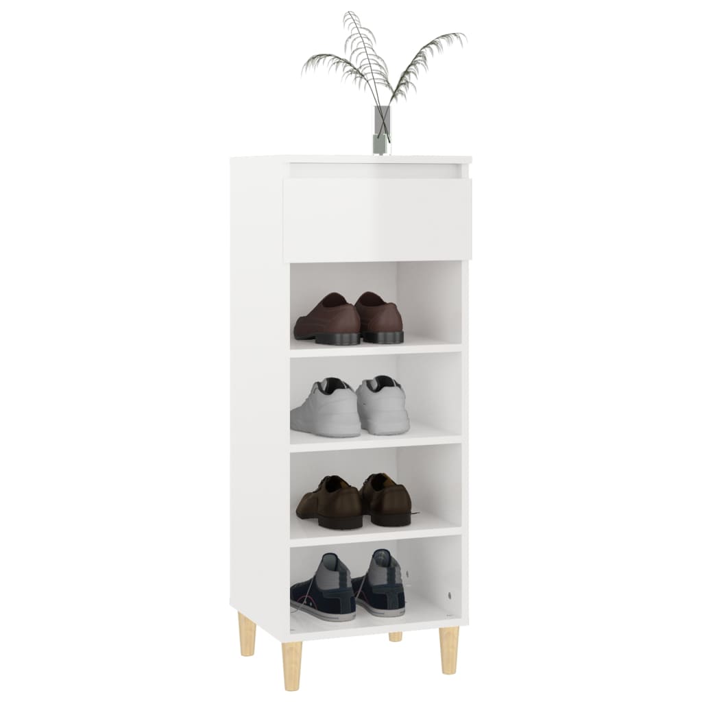 Schoenenkast 40x36x105 cm bewerkt hout hoogglans wit - AllerleiShop