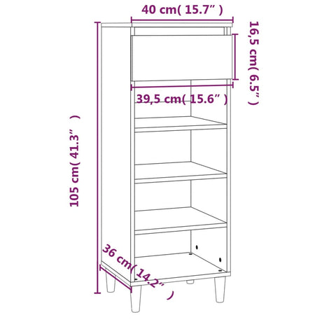 Schoenenkast 40x36x105 cm bewerkt hout betongrijs - AllerleiShop