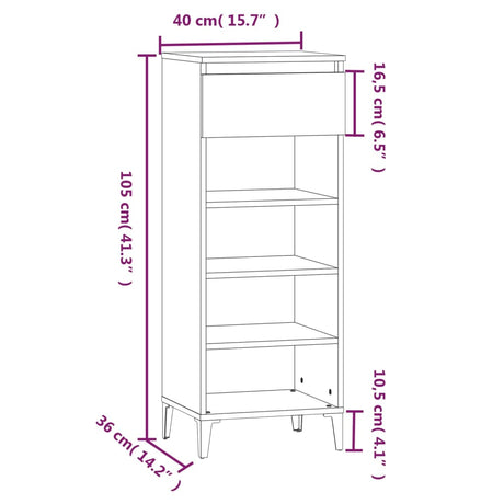 Schoenenrek 40x36x105 cm bewerkt hout hoogglans wit - AllerleiShop