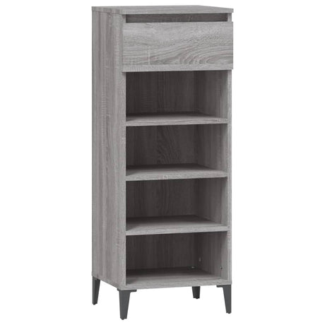 Schoenenrek 40x36x105 cm bewerkt hout grijs sonoma eikenkleurig - AllerleiShop