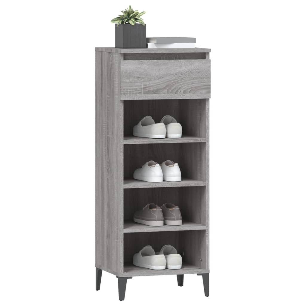 Schoenenrek 40x36x105 cm bewerkt hout grijs sonoma eikenkleurig - AllerleiShop