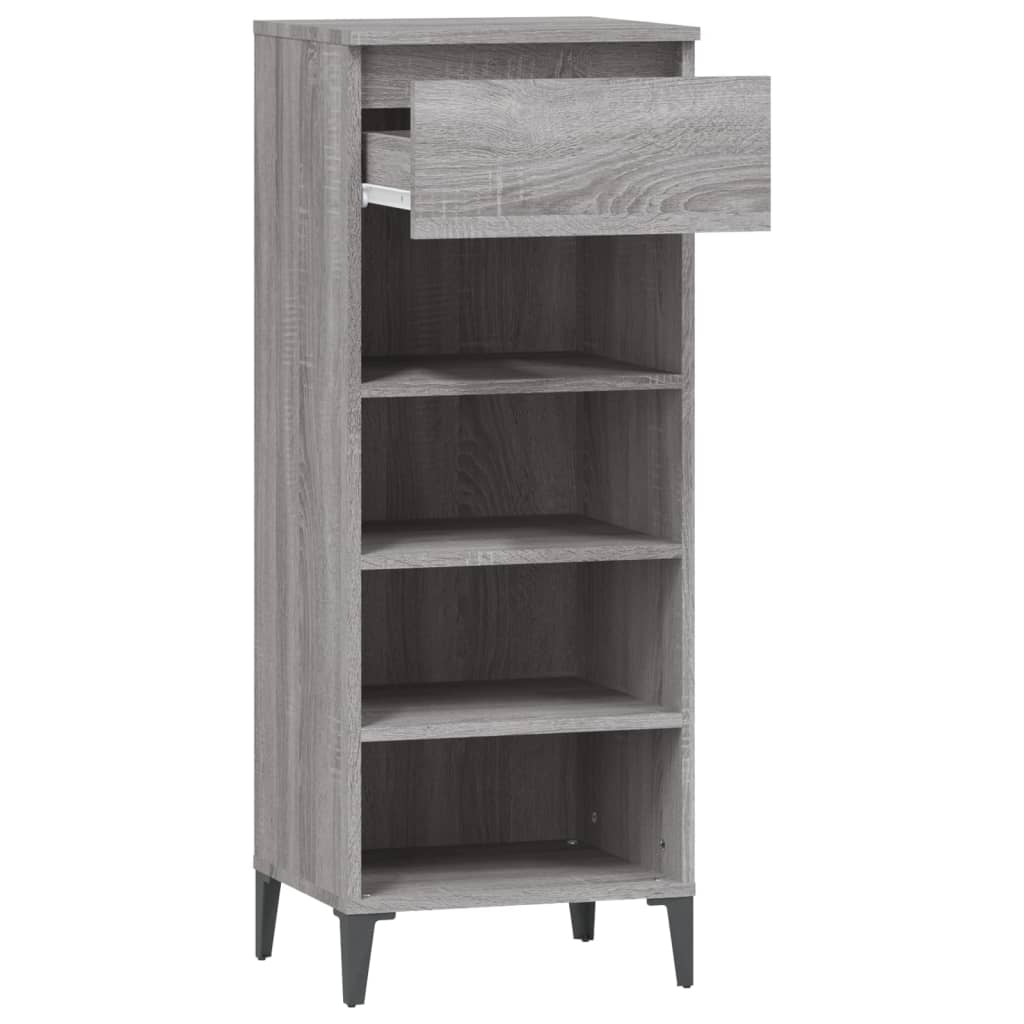 Schoenenrek 40x36x105 cm bewerkt hout grijs sonoma eikenkleurig - AllerleiShop