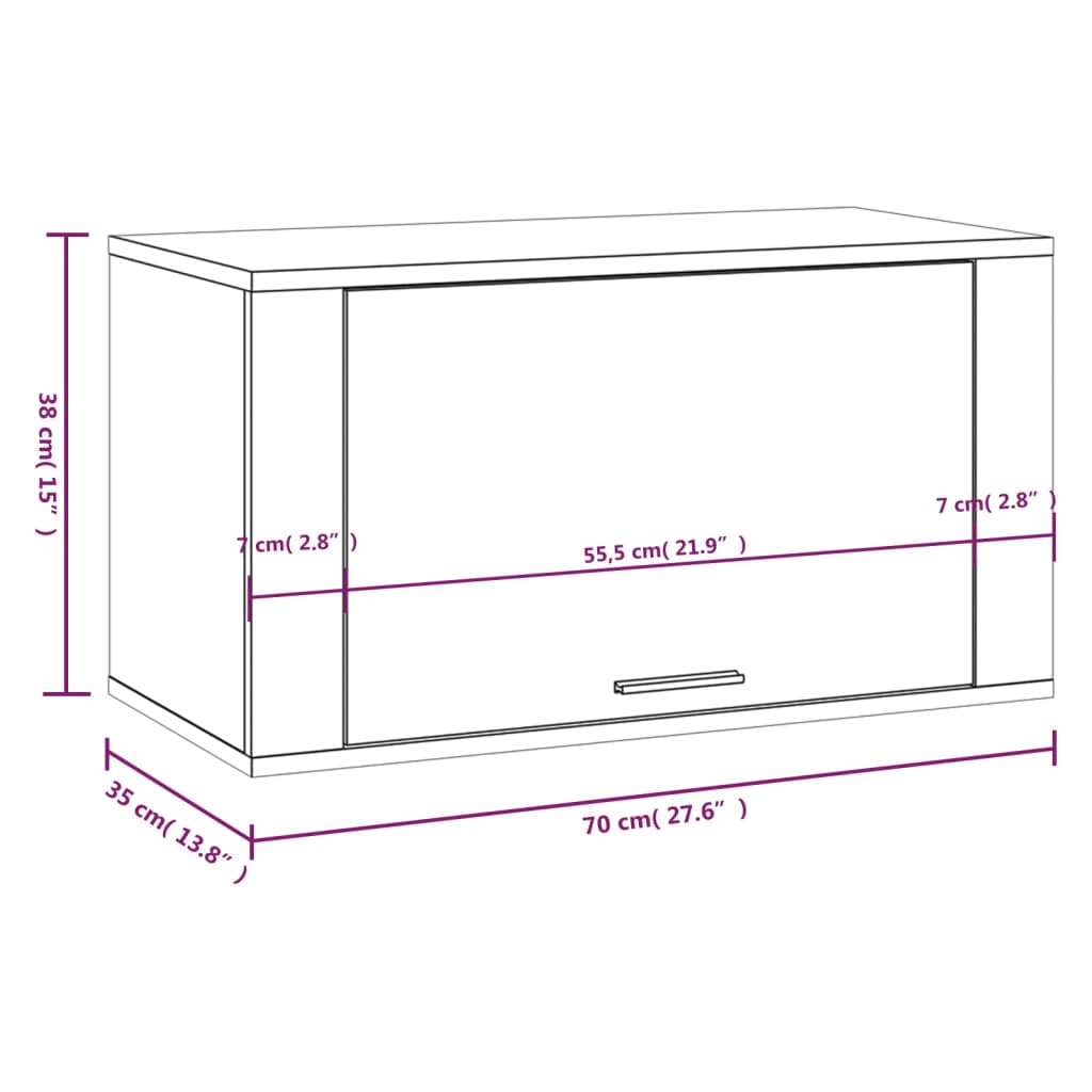 Wandschoenenkast 70x35x38 cm bewerkt hout wit - AllerleiShop