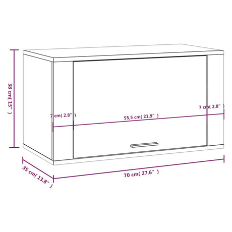 Wandschoenenkast 70x35x38 cm bewerkt hout sonoma eiken - AllerleiShop