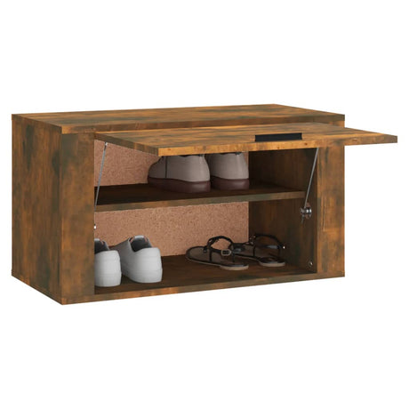 Wandschoenenkast 70x35x38 cm massief grenenhout gerookt eiken - AllerleiShop