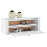 Wandschoenenkast 100x35x38 cm bewerkt hout hoogglans wit - AllerleiShop