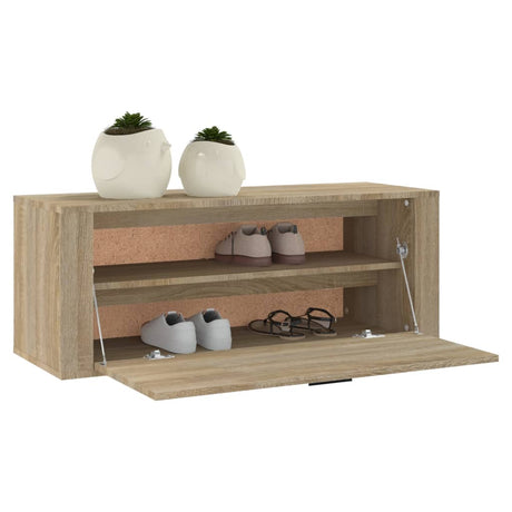 Wandschoenenkast 100x35x38 cm bewerkt hout sonoma eiken - AllerleiShop