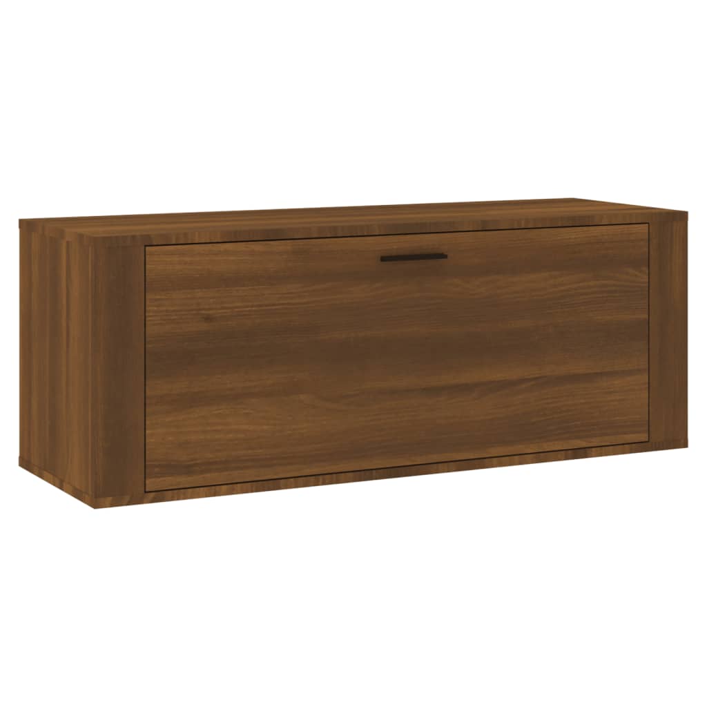 Schoenenkast wandgemonteerd 100x35x38cm bewerkt hout bruineiken - AllerleiShop