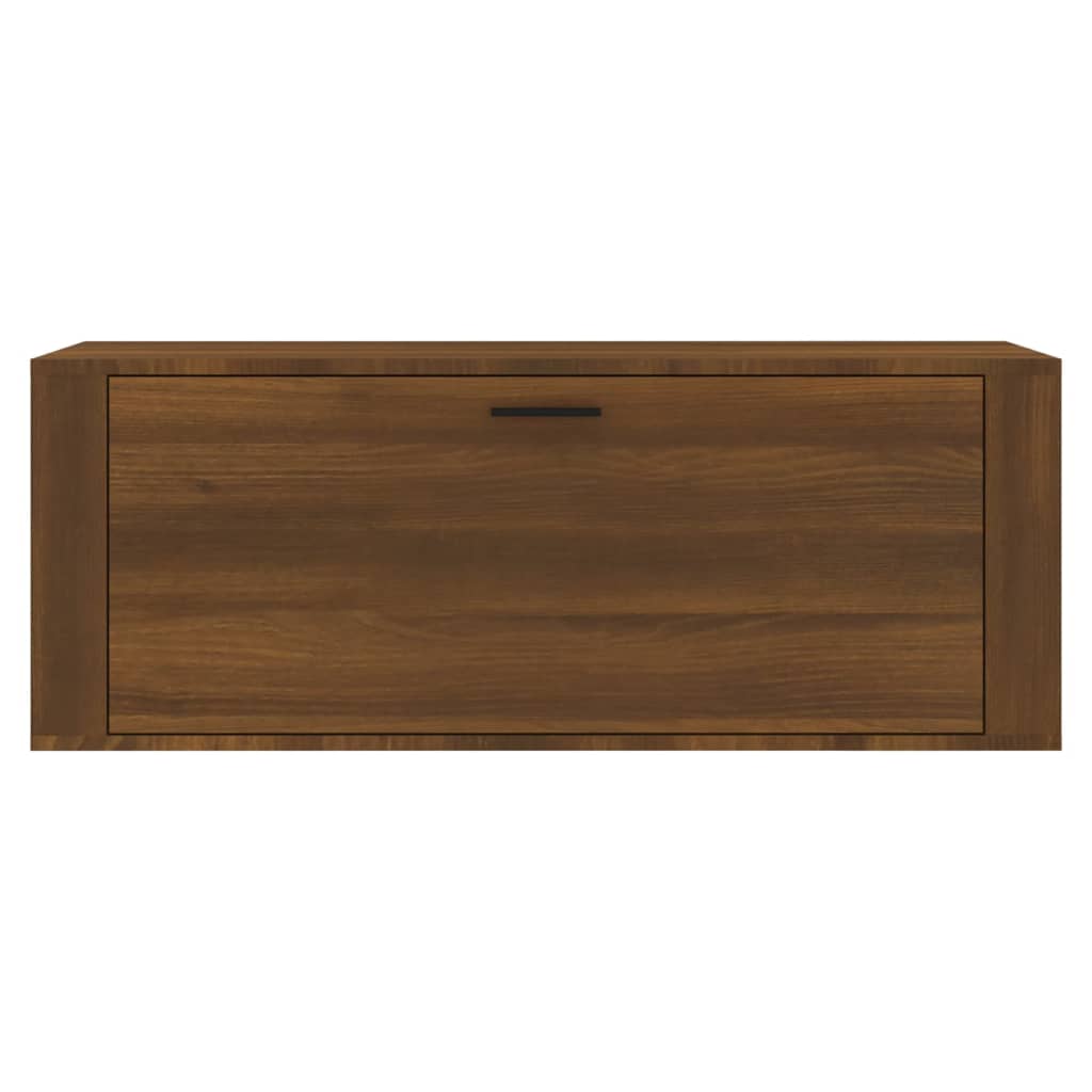 Schoenenkast wandgemonteerd 100x35x38cm bewerkt hout bruineiken - AllerleiShop