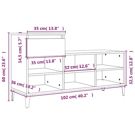 Schoenenkast 102x36x60 cm bewerkt hout wit - AllerleiShop