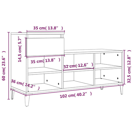 Schoenenkast 102x36x60 cm bewerkt hout zwart - AllerleiShop