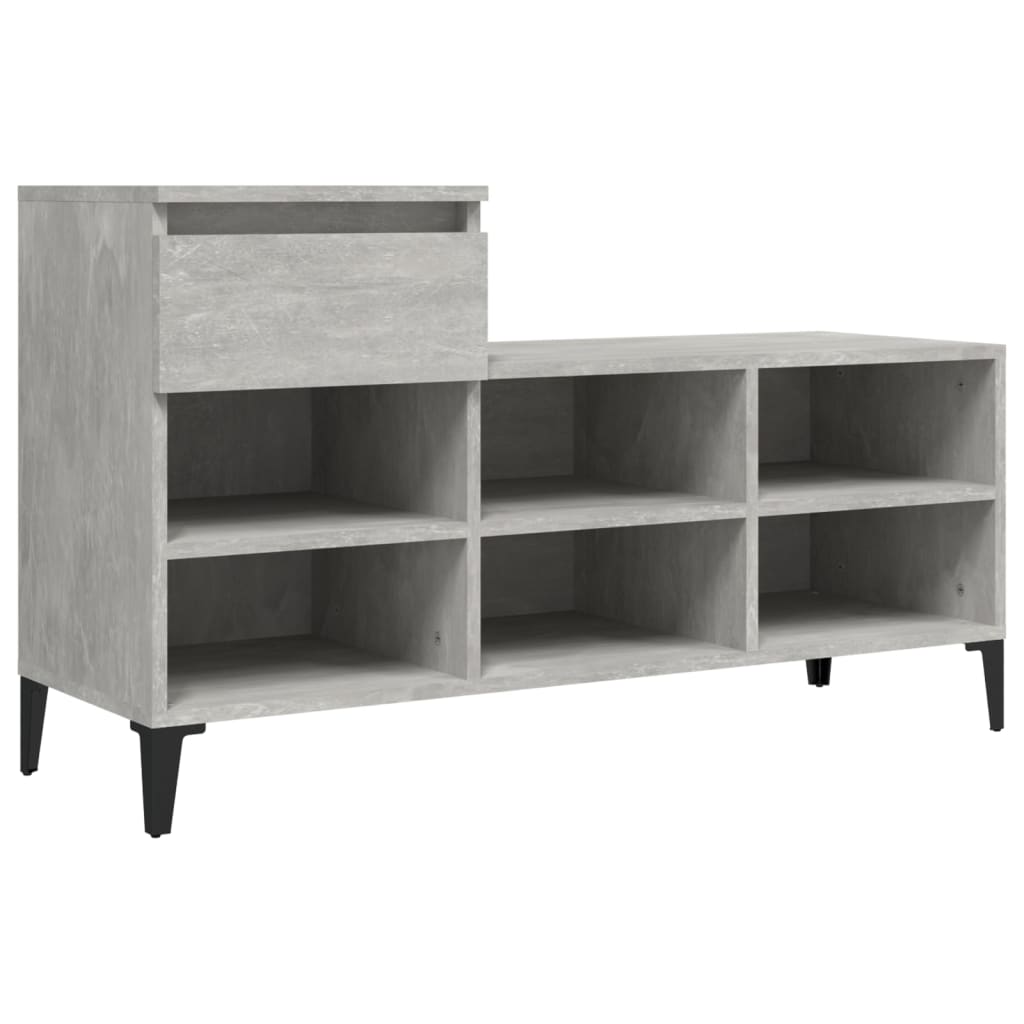 Schoenenkast 102x36x60 cm bewerkt hout betongrijs - AllerleiShop