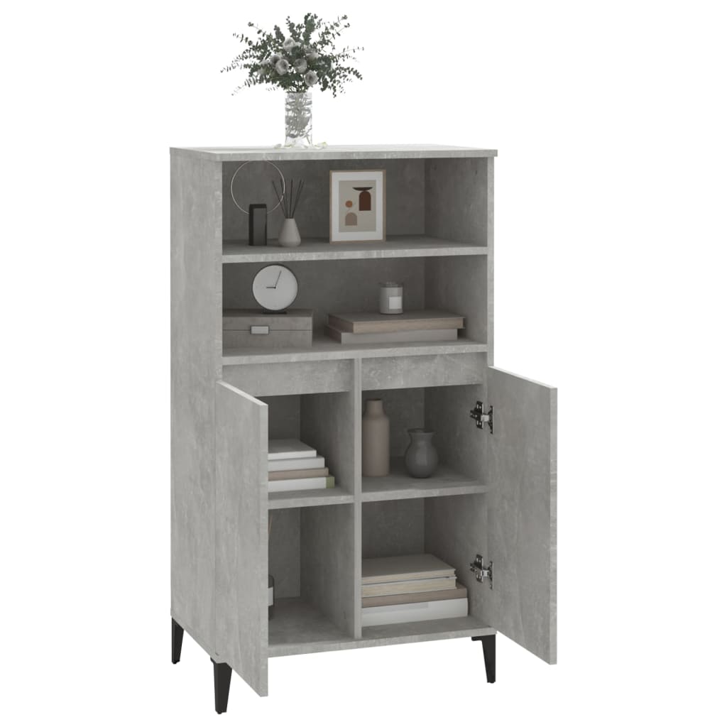 Hoge kast 60x36x110 cm bewerkt hout betongrijs - AllerleiShop