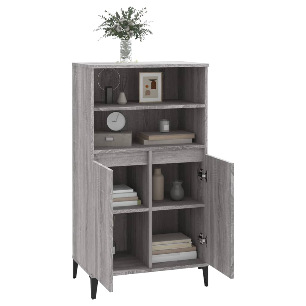 Hoge kast 60x36x110 cm bewerkt hout grijs sonoma eikenkleurig - AllerleiShop