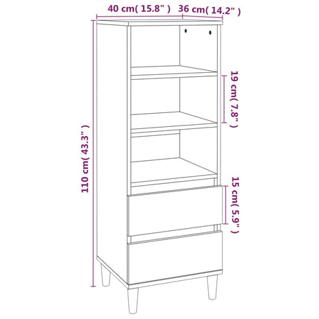 Hoge kast 40x36x110 cm bewerkt hout wit - AllerleiShop