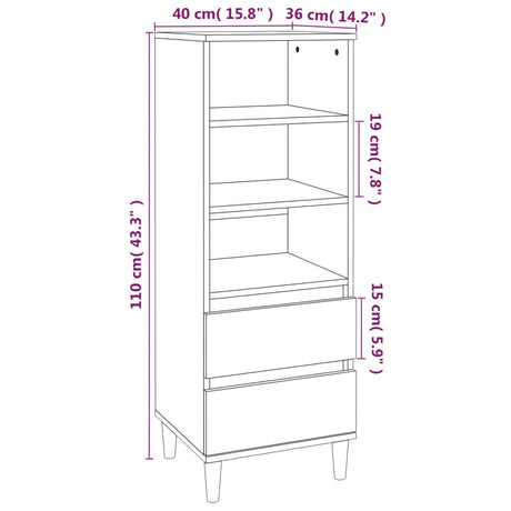 Hoge kast 40x36x110 cm bewerkt hout betongrijs - AllerleiShop