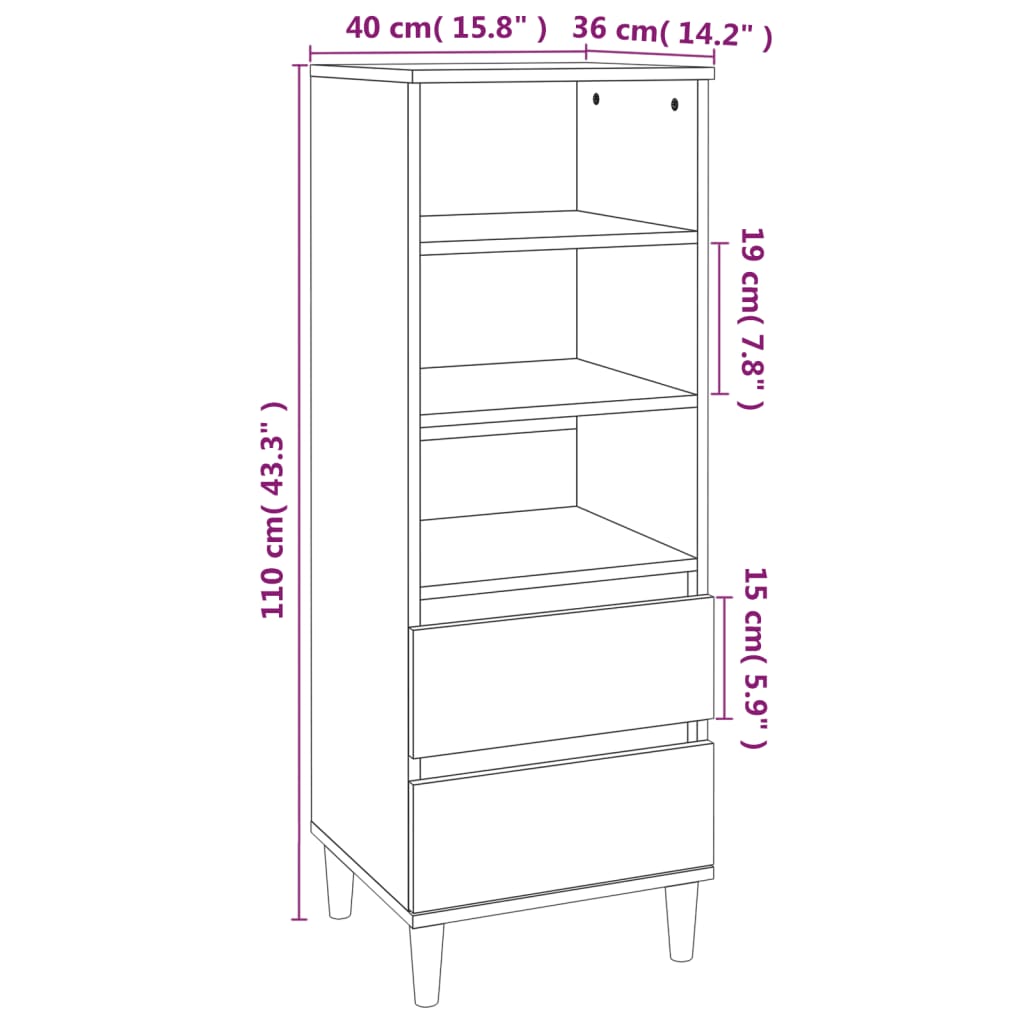 Hoge kast 40x36x110 cm bewerkt hout gerookt eiken - AllerleiShop