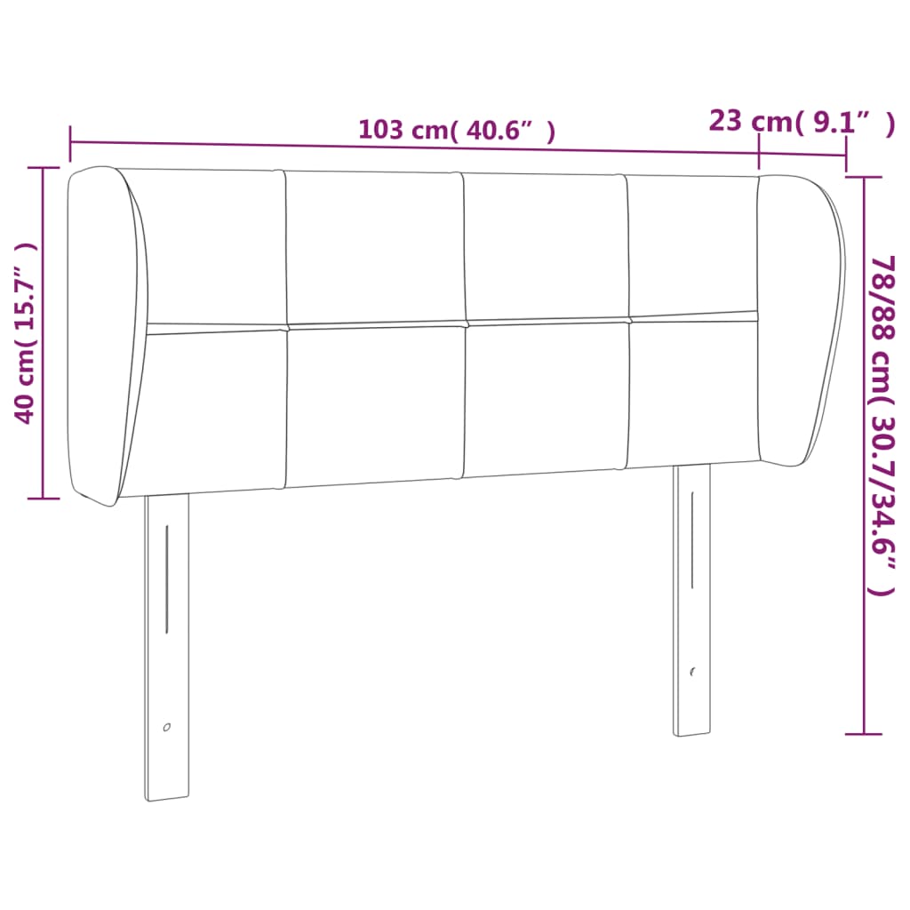 Hoofdbord met randen 103x23x78/88 cm fluweel donkergroen