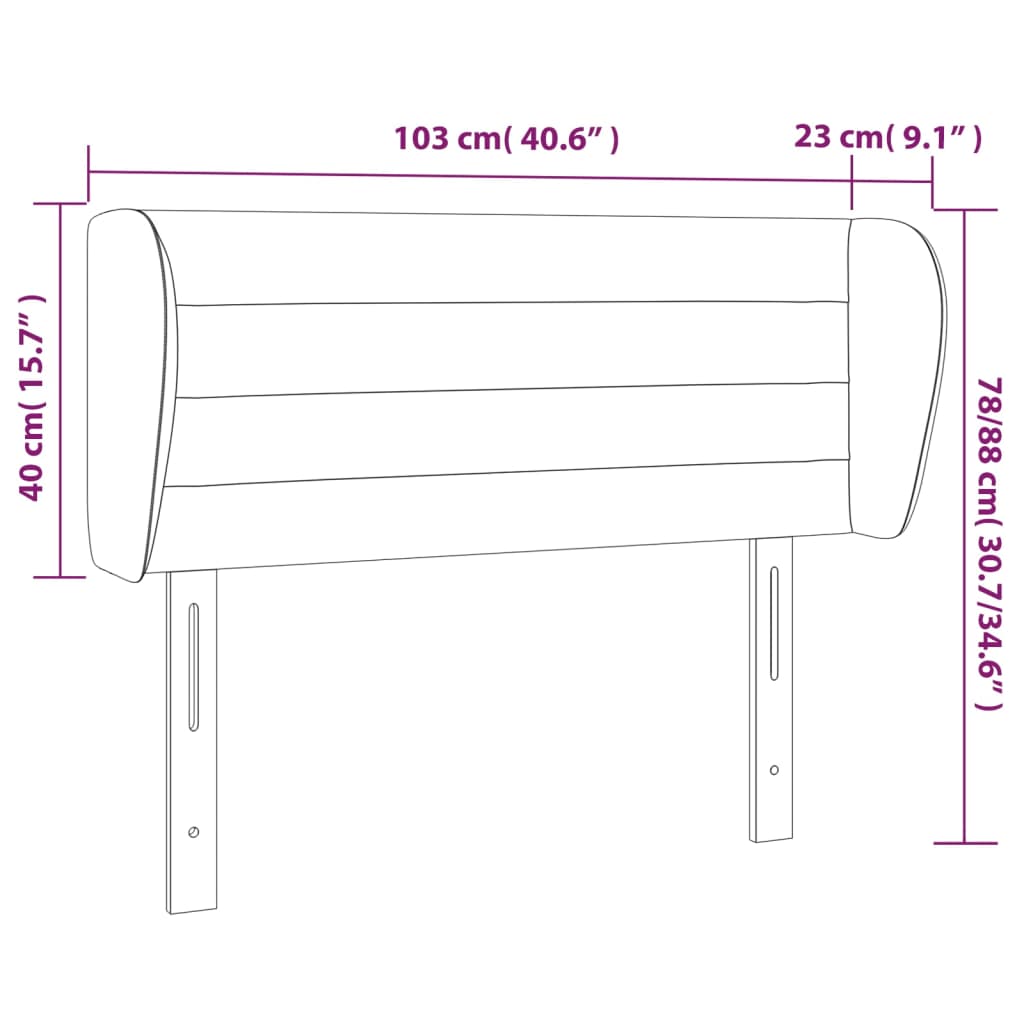 Hoofdbord met randen 103x23x78/88 cm fluweel donkergroen