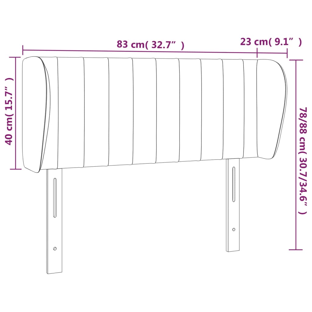 Hoofdbord met randen 83x23x78/88 cm fluweel donkergroen