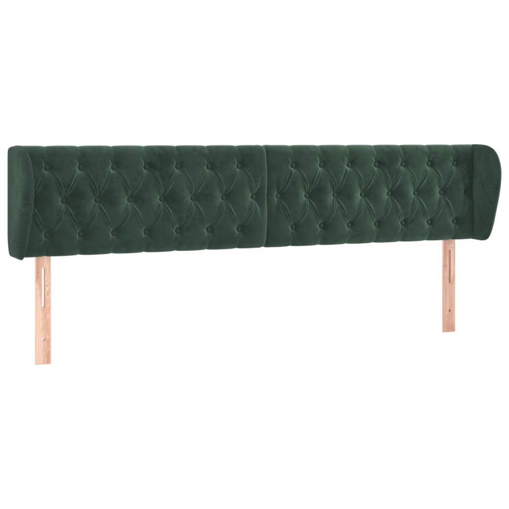 Hoofdbord met randen 203x23x78/88 cm fluweel donkergroen