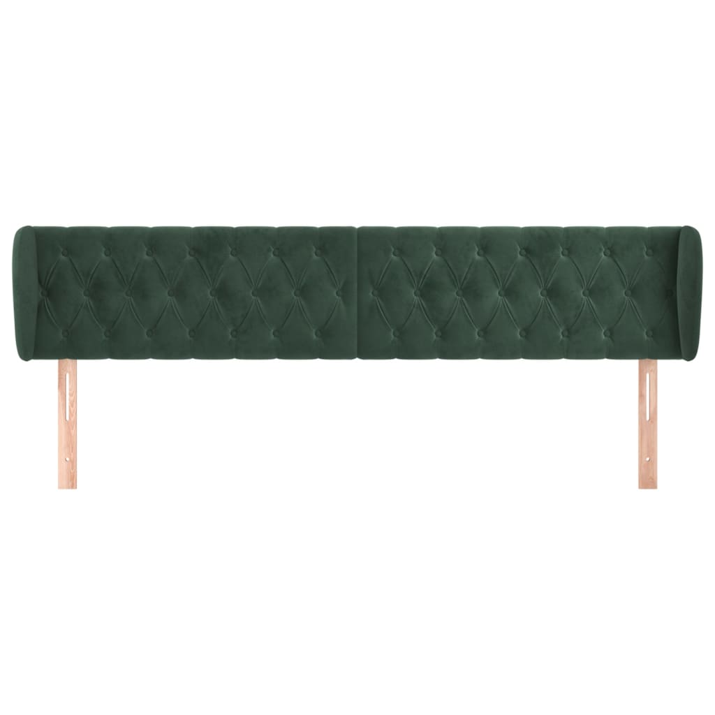Hoofdbord met randen 203x23x78/88 cm fluweel donkergroen