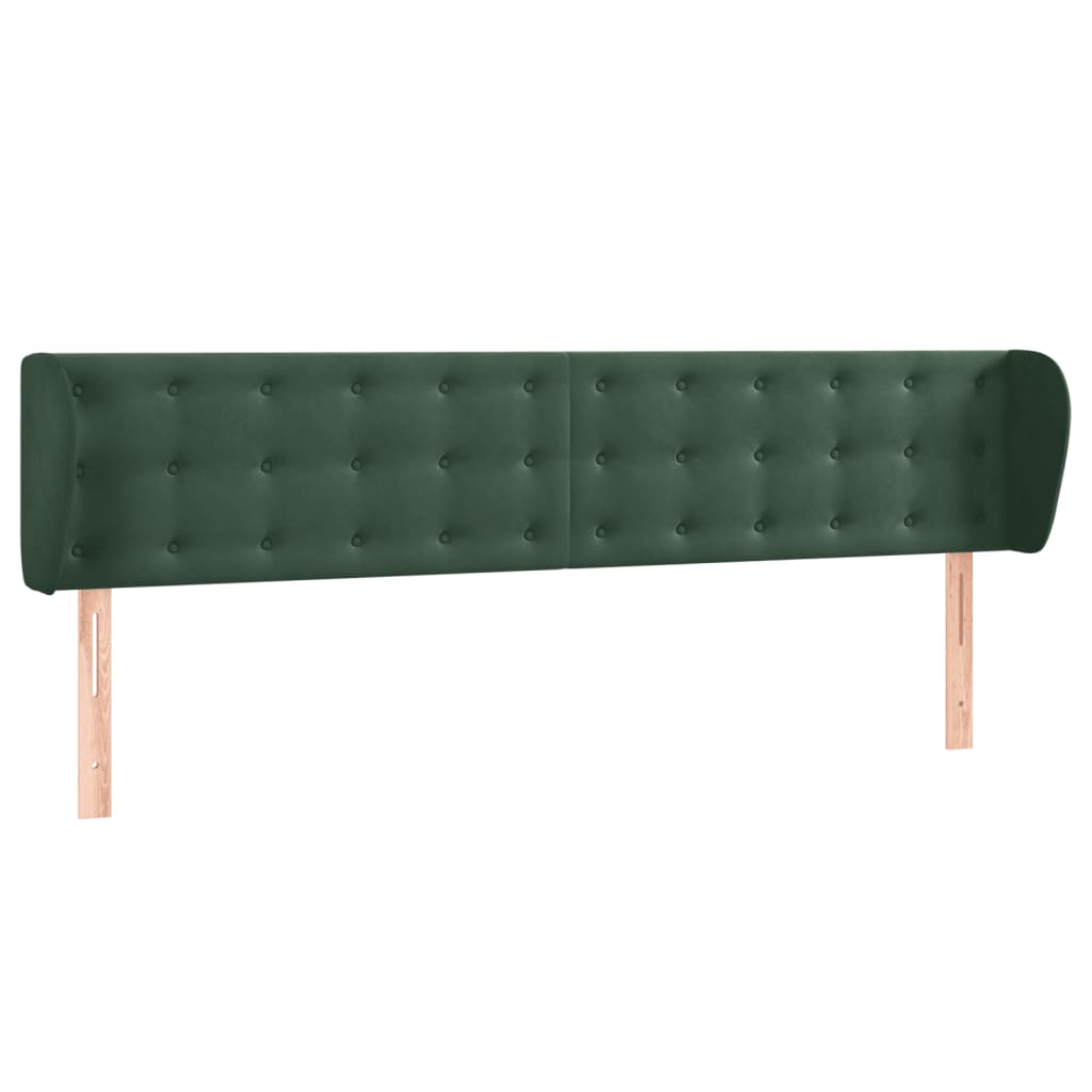 Hoofdbord met randen 163x23x78/88 cm fluweel donkergroen