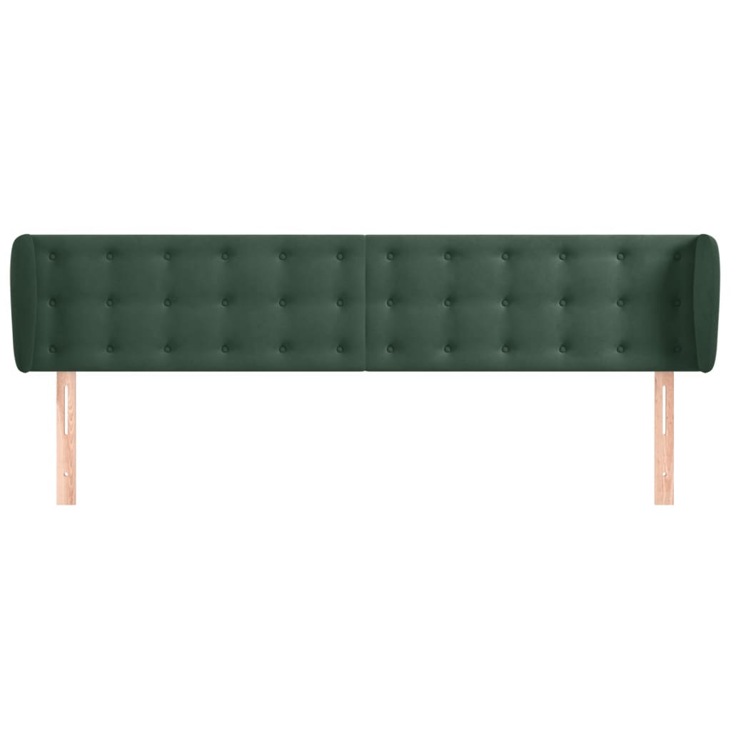 Hoofdbord met randen 163x23x78/88 cm fluweel donkergroen