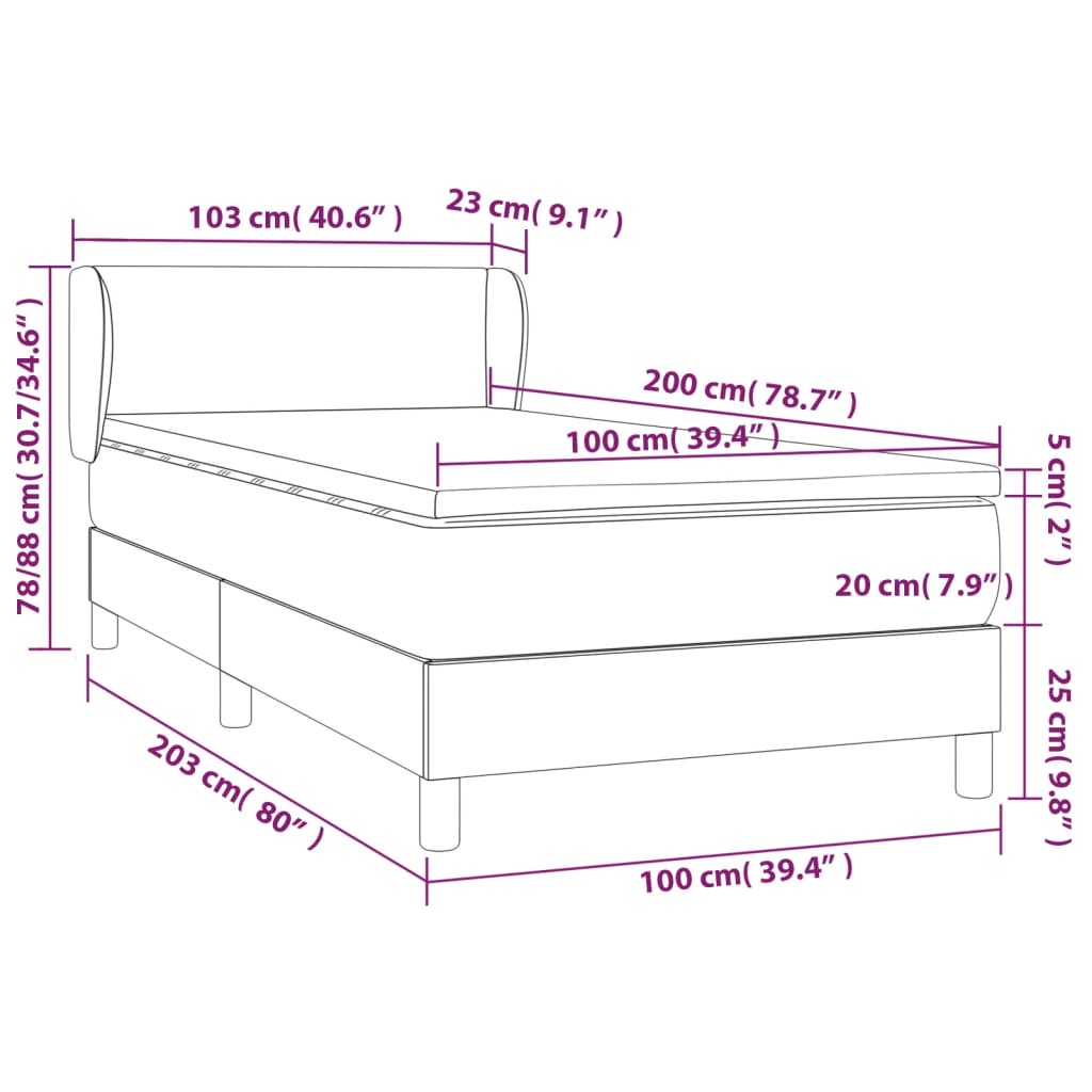 Boxspring met matras fluweel donkergroen 100x200 cm