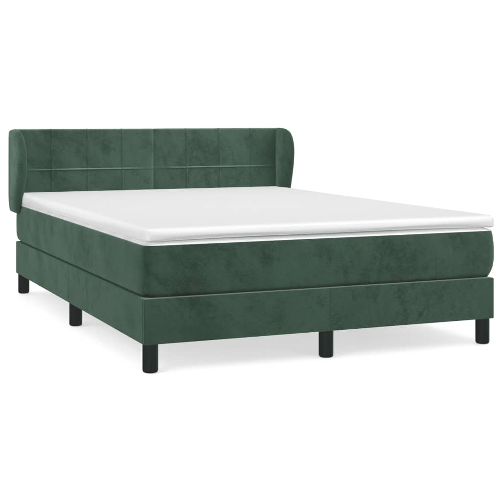 Boxspring met matras fluweel donkergroen 140x190 cm