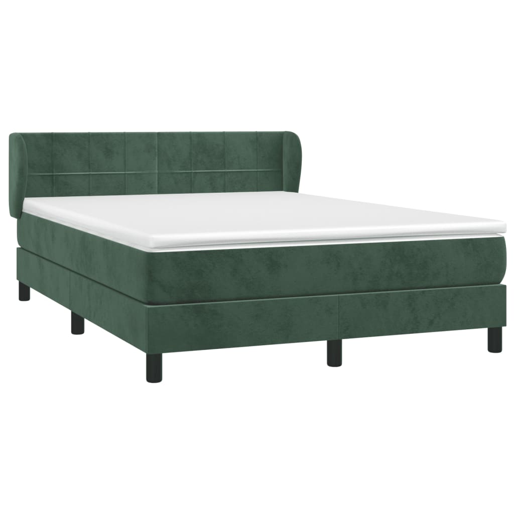 Boxspring met matras fluweel donkergroen 140x190 cm