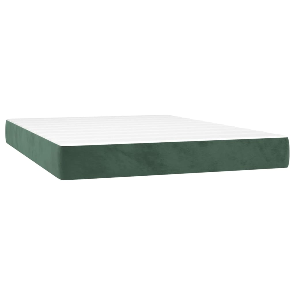 Boxspring met matras fluweel donkergroen 140x190 cm