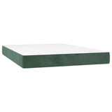 Boxspring met matras fluweel donkergroen 140x190 cm
