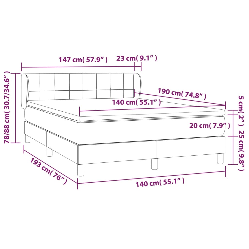 Boxspring met matras fluweel donkergroen 140x190 cm