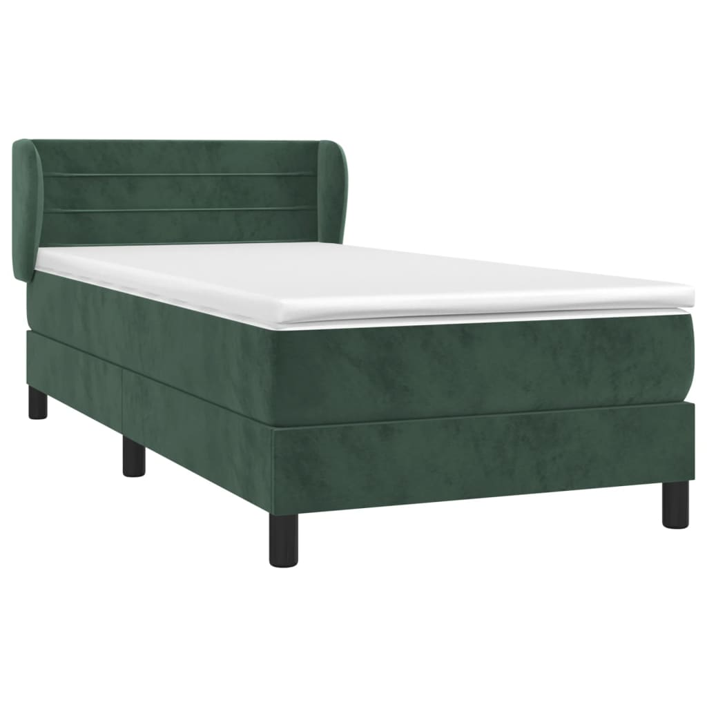 Boxspring met matras fluweel donkergroen 90x200 cm