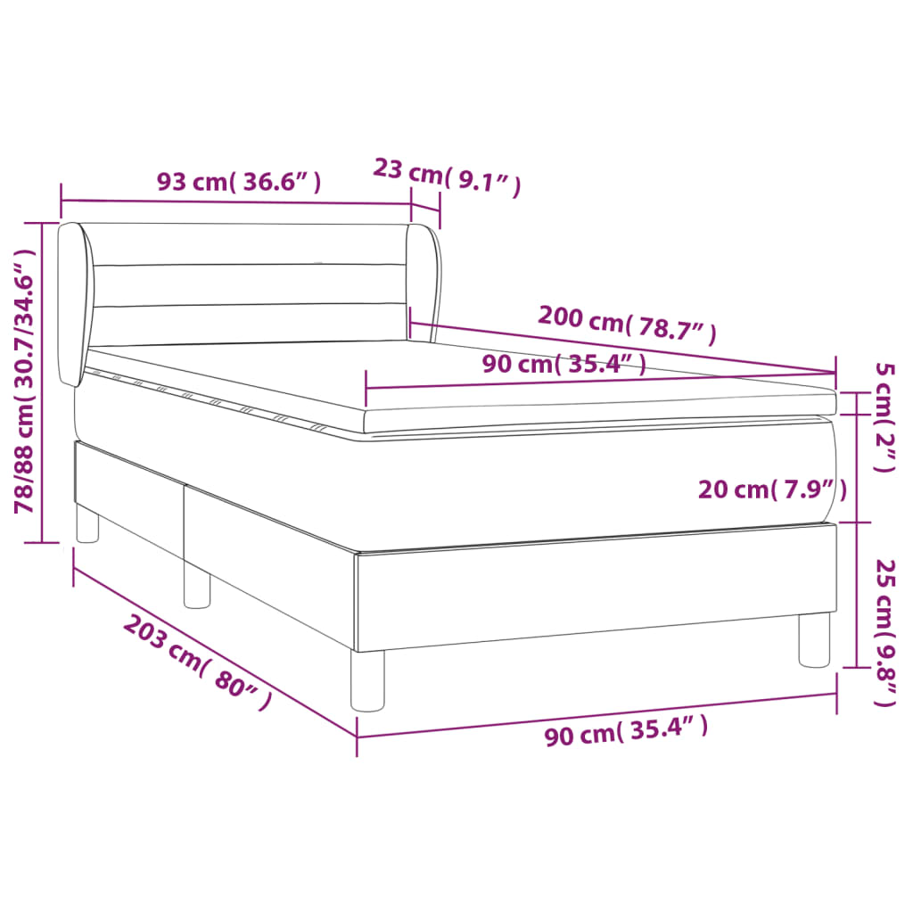 Boxspring met matras fluweel donkergroen 90x200 cm