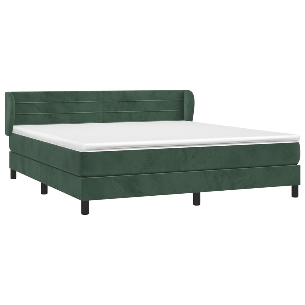 Boxspring met matras fluweel donkergroen 180x200 cm