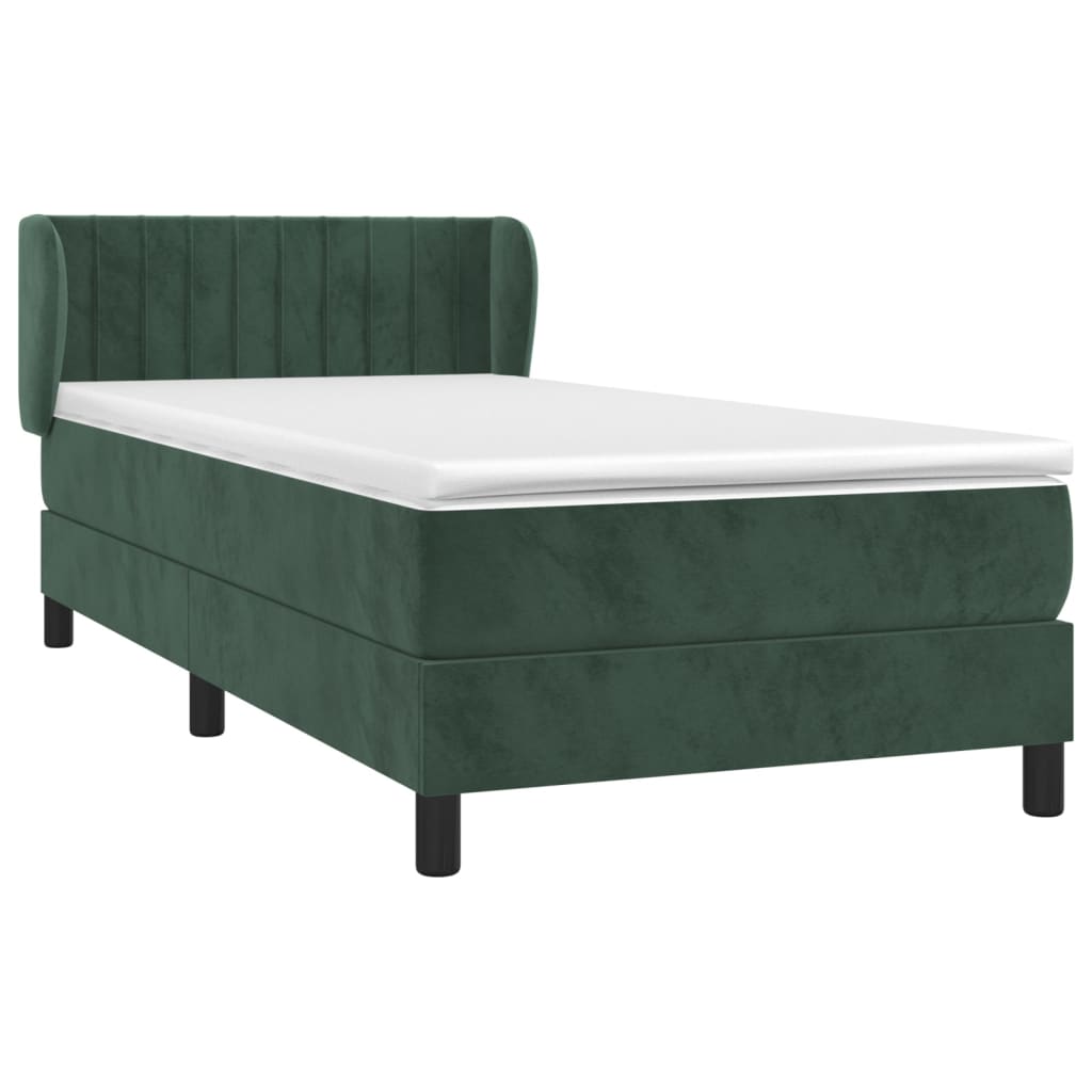 Boxspring met matras fluweel donkergroen 100x200 cm
