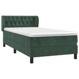 Boxspring met matras fluweel donkergroen 90x190 cm