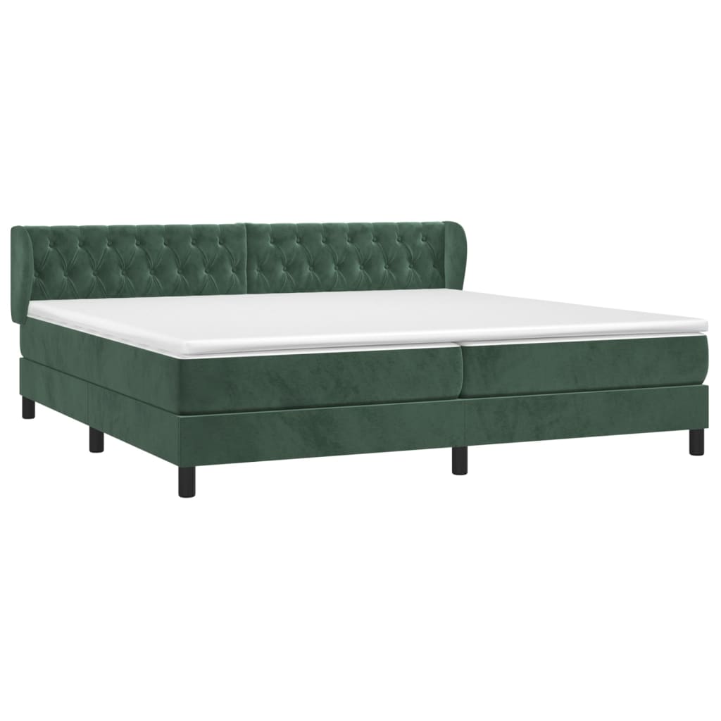 Boxspring met matras fluweel donkergroen 200x200 cm