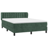 Boxspring met matras fluweel donkergroen 140x190 cm