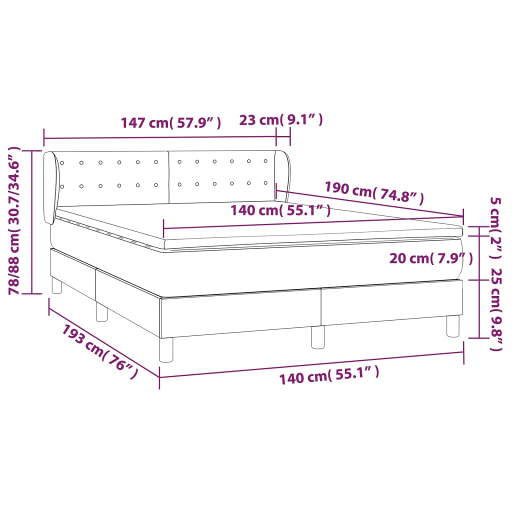Boxspring met matras fluweel donkergroen 140x190 cm