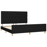 Bedframe zonder matras stof zwart 160x200 cm - AllerleiShop
