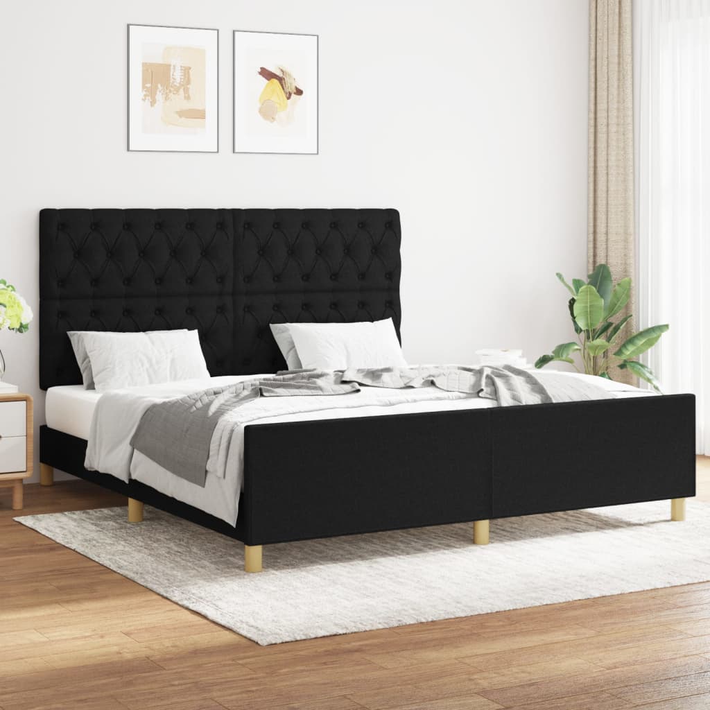 Bedframe zonder matras stof zwart 160x200 cm - AllerleiShop