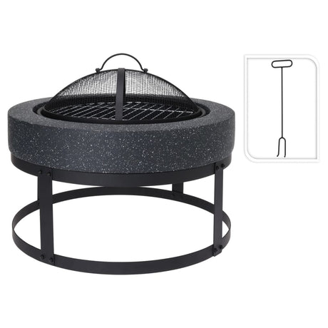 ProGarden Vuurschaal met grill rond 50,5x50,5x37 cm zwart - AllerleiShop