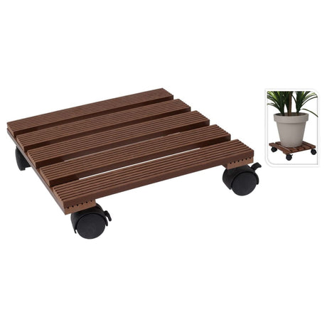 ProGarden Plantentrolley vierkant 29x29 cm bruin - AllerleiShop