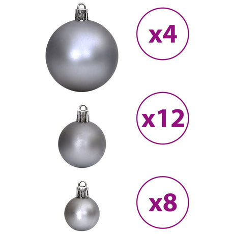 Kerstballen 100 st 3/4/6 cm grijs - AllerleiShop